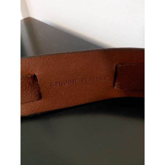 VTG Lauren Ralph Lauren Brown Leather Belt western Brass Double-Prong Buckle M main image 8